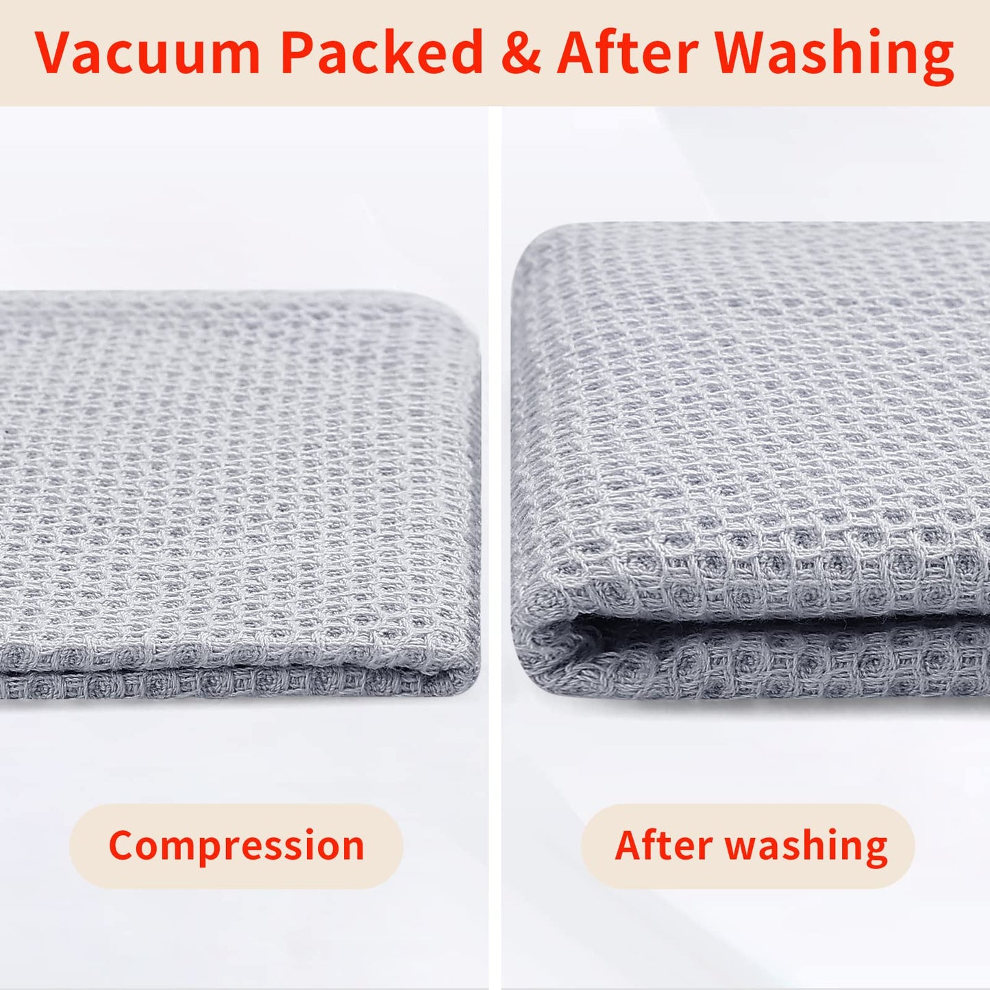 Homaxy 100% Cotton Waffle Weave Kitchen Dish Towels, Ultra Soft Absorbent Quick Drying Cleaning Towel, 13 x 28 Inches, 4-Pack, Light Gray