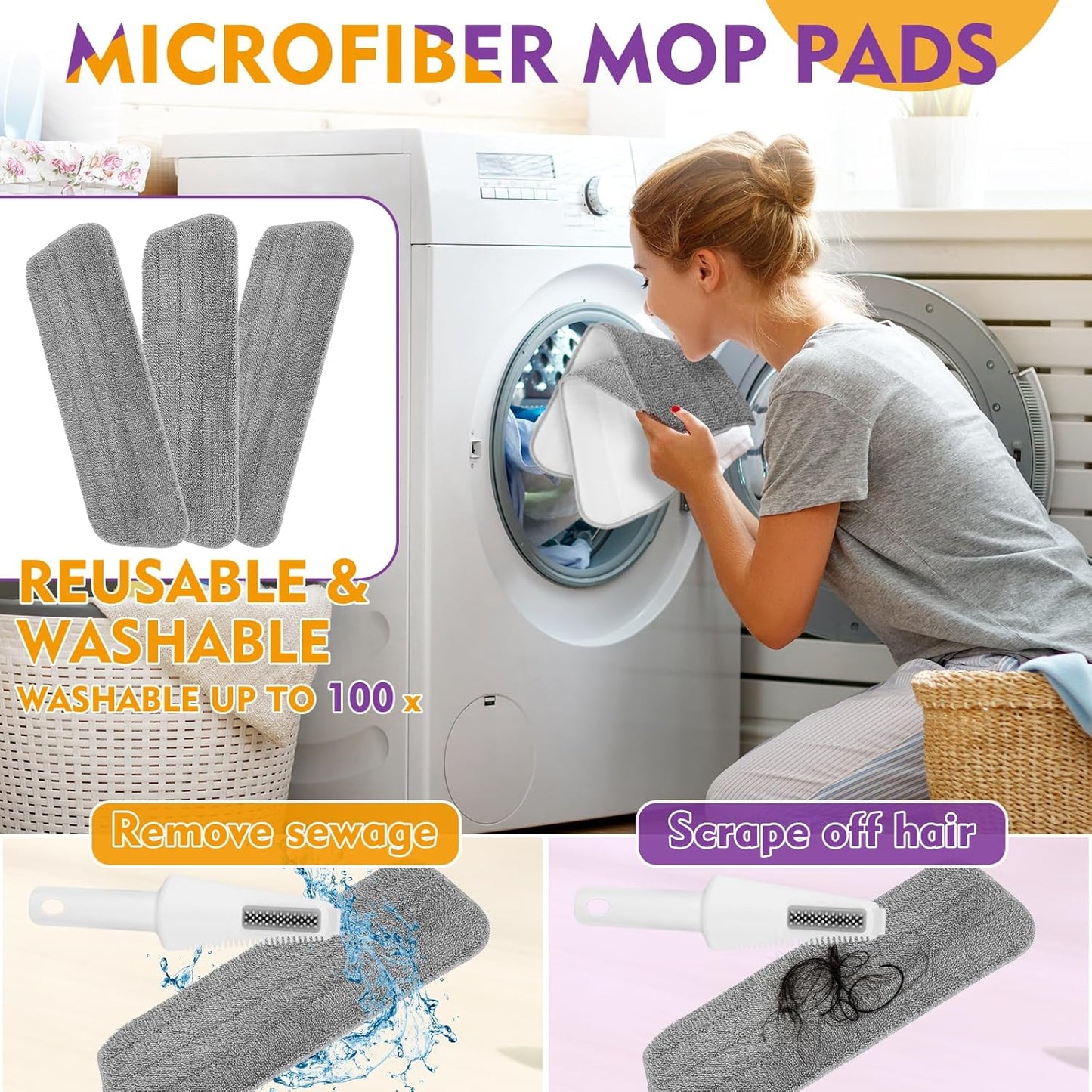 Skiennix Spray Mop - Microfiber Floor Cleaning Mop with Washable Pads & 800ml Refillable Bottle