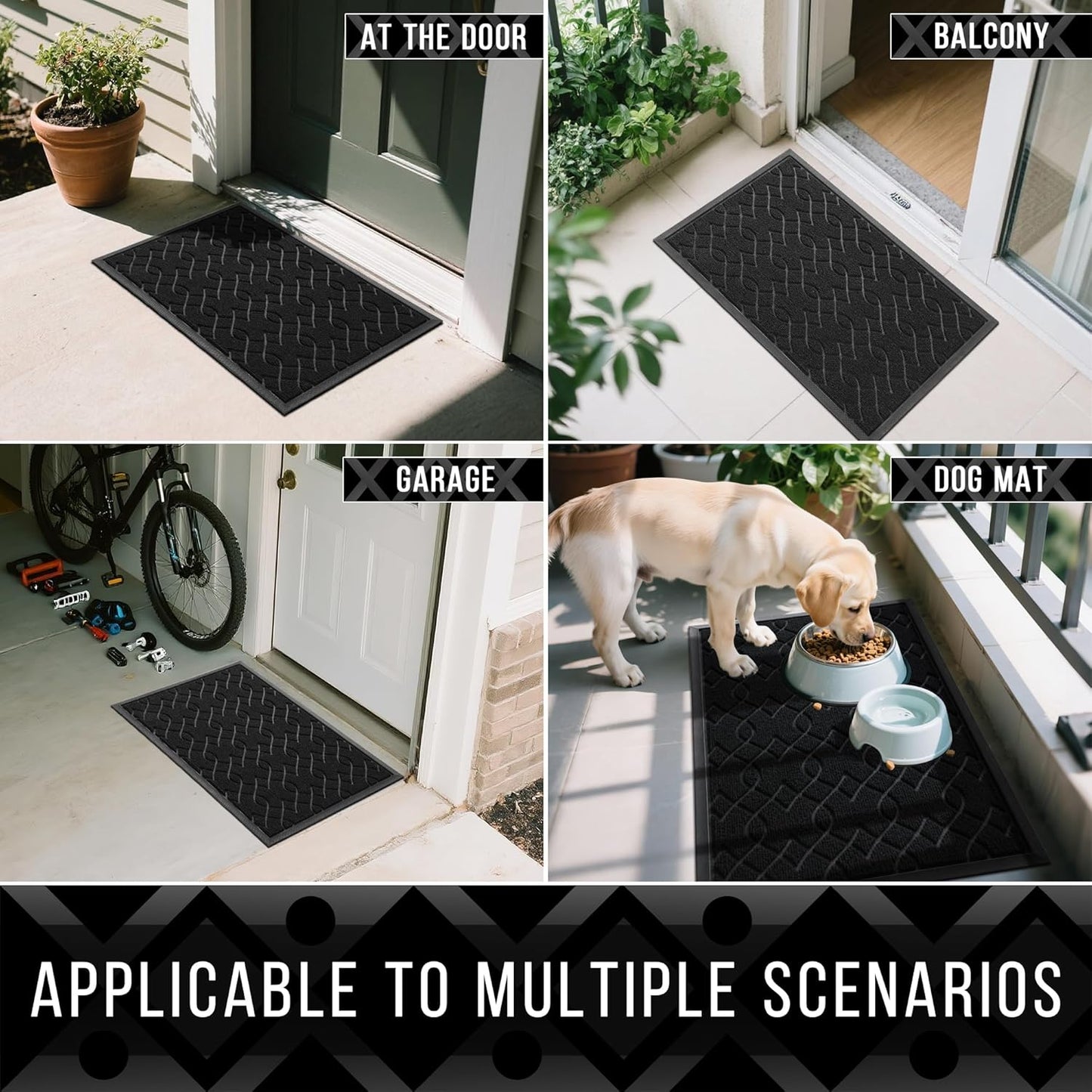 Yimobra Outdoor Doormat - All-Season Waterproof, Heavy-Duty Non-Slip | 29.5x17 Inches, Black