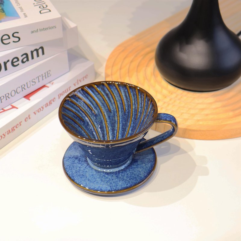 LonMuseum Ceramic Coffee Dripper includes 50 Filters 01 Pour Over Coffee Maker Porcelain V Hand Brewed Set Pottery Artisanal Drip Brew Barista Gift 1 Cup for Single People Travel Camping Office Home