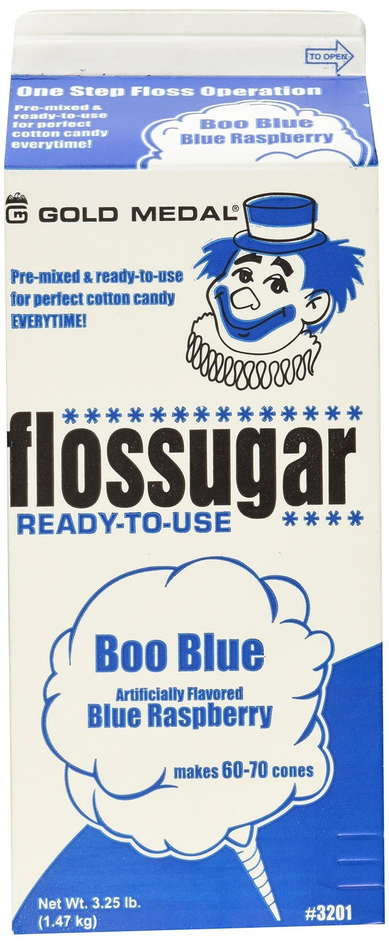 Gold Medal 3201 Blue Raspberry Flossugar 3.25 lb, 1 Carton