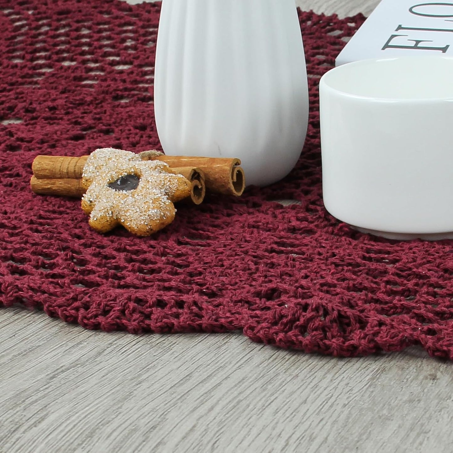 Handmade Crochet Lace Table Runner 15x51 Inch - Elegant White Décor
