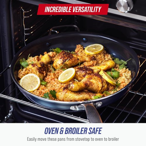 Blue Diamond | 14" Nonstick Ceramic Frying Pan - PFAS-Free Jumbo Cooker with Helper Handle, Dishwasher & Oven Safe