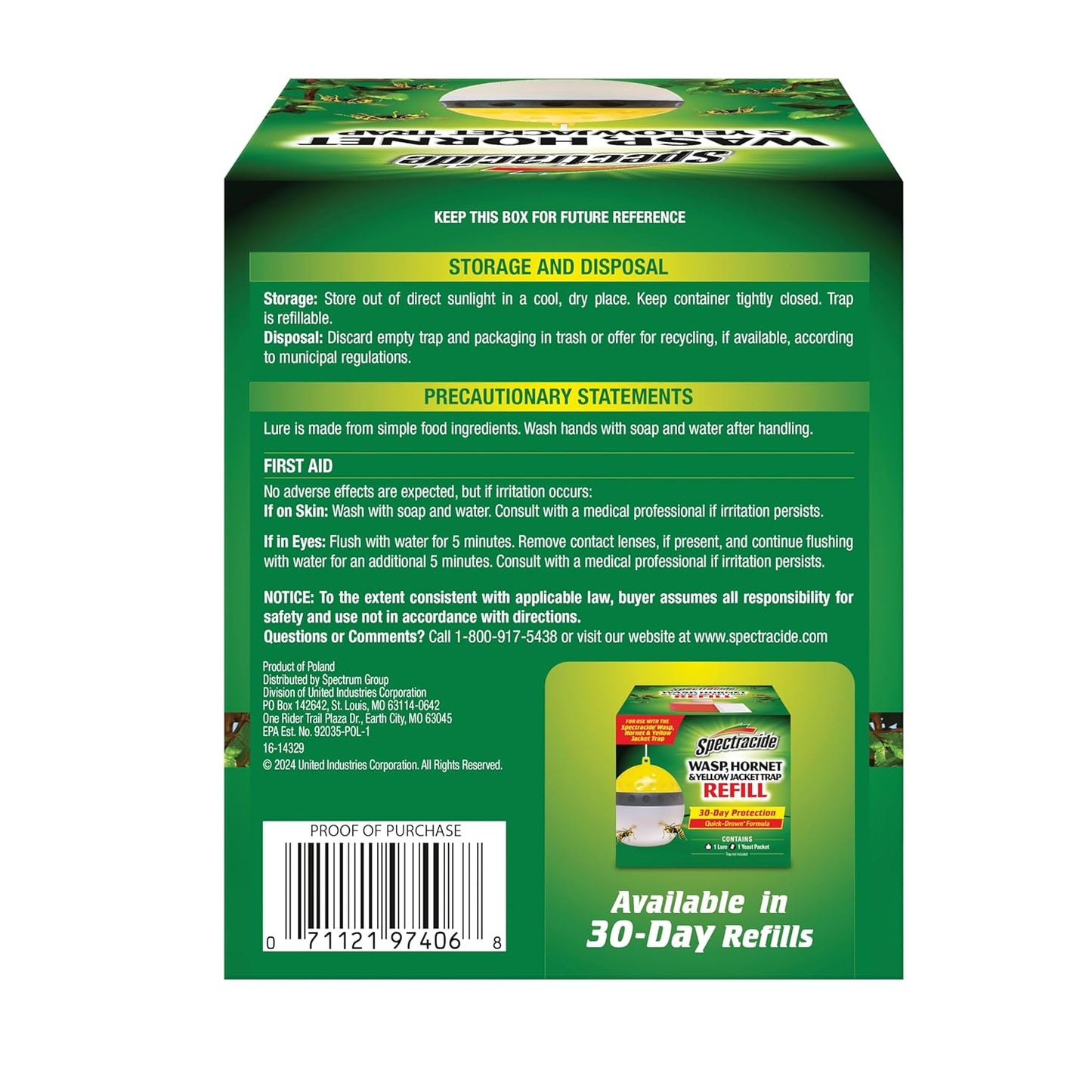Spectracide Wasp & Hornet Trap - Quick-Drown Formula for Effective Insect Control | 1 Count