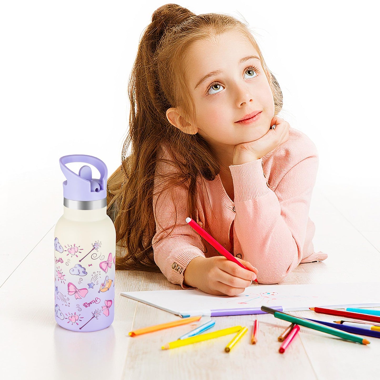 TAKYIT 12oz Kids Water Bottle – Insulated Stainless Steel Bottle with Straw Lid, BPA-Free, Leak-Proof, for Toddlers & School Use