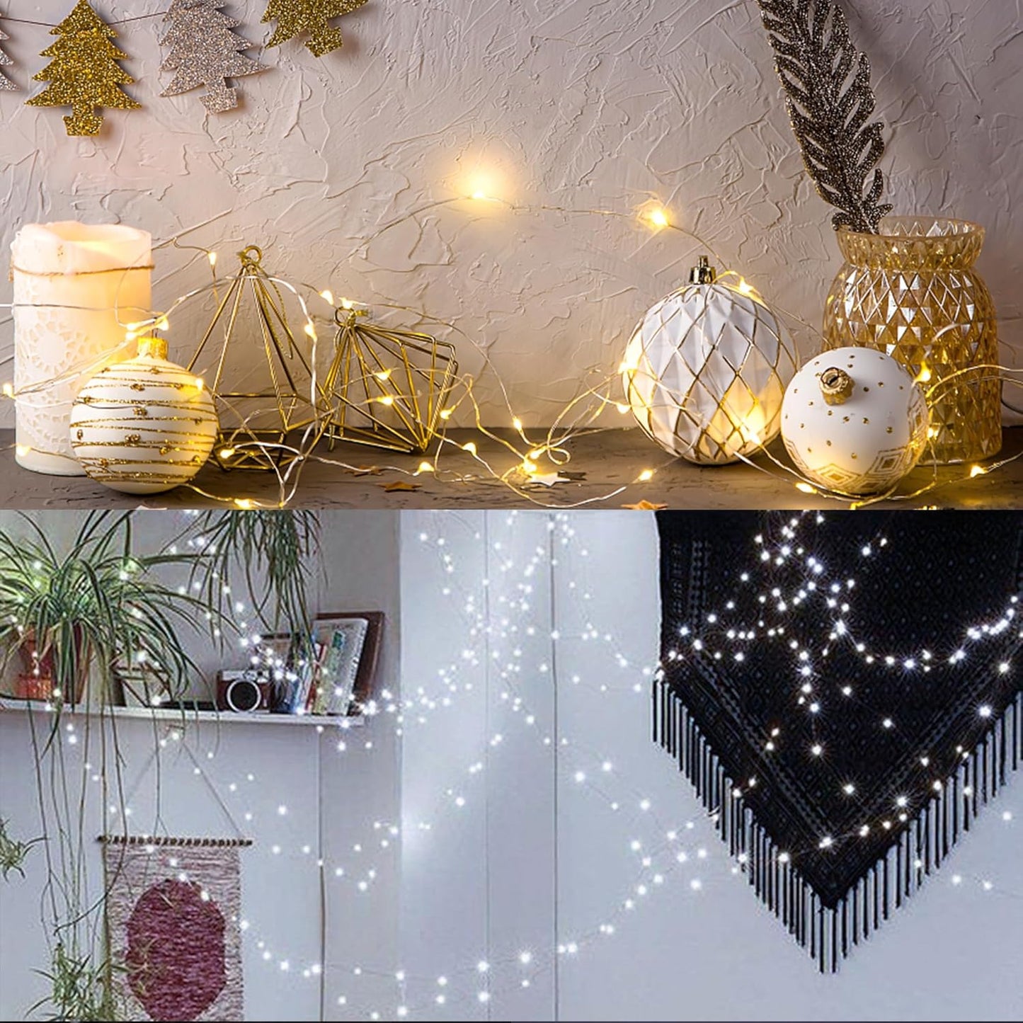 WATERGLIDE 12 Pack Mini String Lights - 20 LED Waterproof Fairy Lights for DIY Wedding & Party Decor | 7 ft Silver Wire, Warm White & White