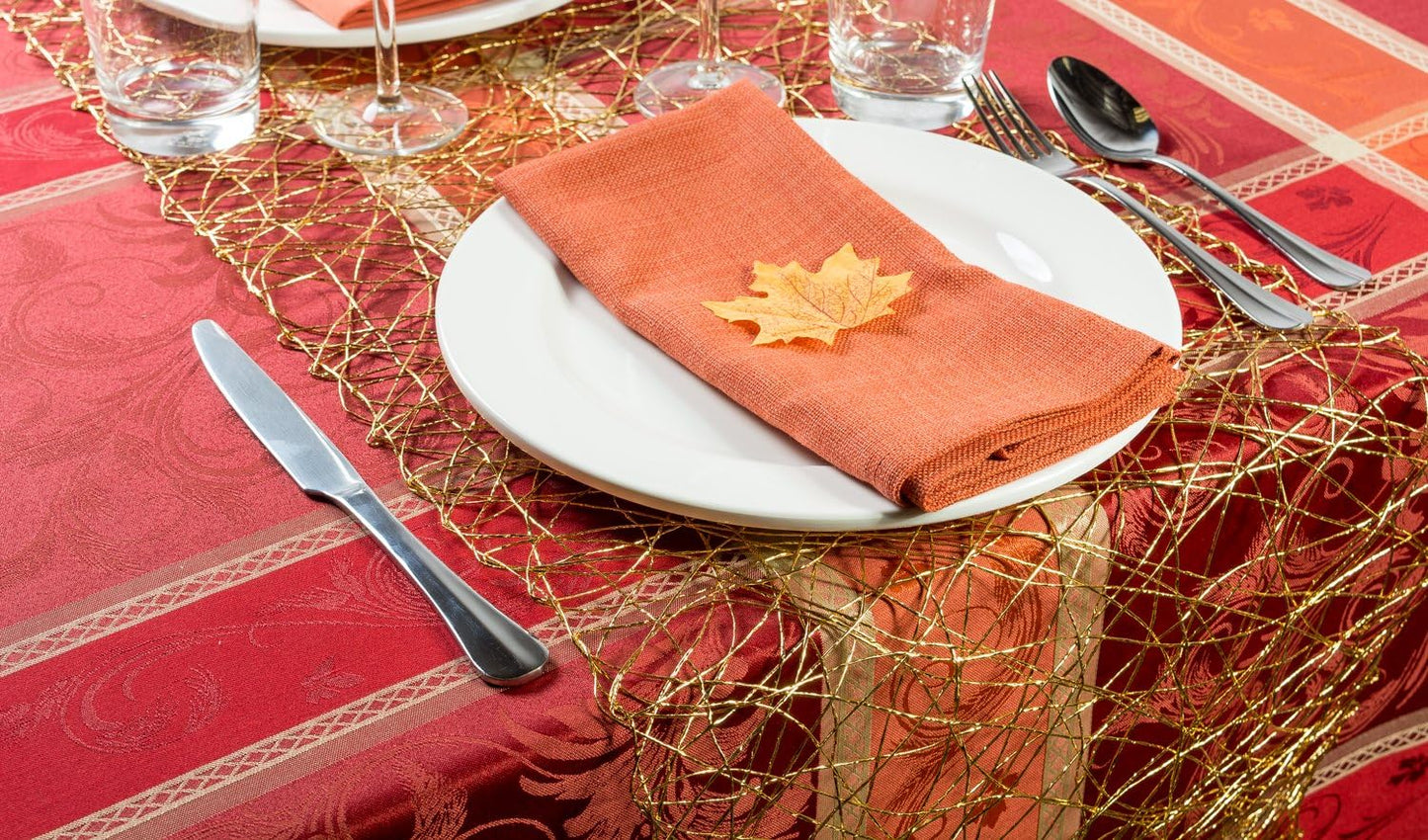 Gold Woven Paper Table Runner - 14x72 for Holiday & Event Décor | DII