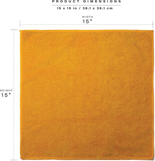 BINO Microfiber Cleaning Towels - Ultra Absorbent Yellow Ombre - 15x15 Inches | 12 Pack All-Purpose Set