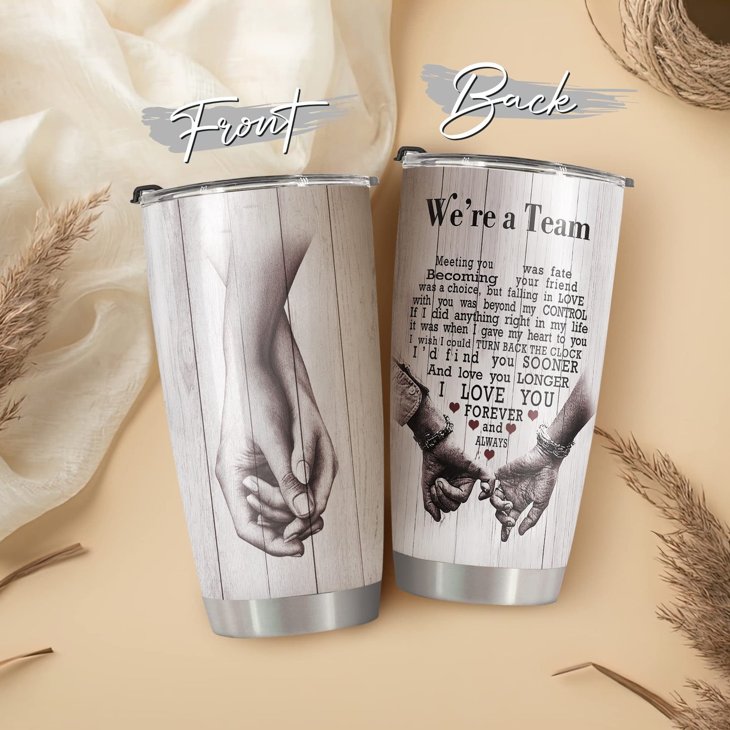 Gifts for Her, Him, Boyfriend, Girlfriend, Wife, Husband - Romantic I Love You Gifts Her, Him - Gifts for Birthday, Christmas, Wedding, Valentine's Day - We're A Team, 20Oz Tumbler
