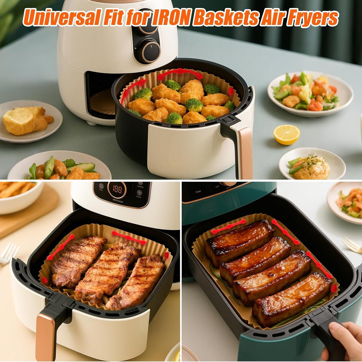 Skiennix Air Fryer Magnets - High-Temp Resistant Silicone Buckles for Parchment Paper | 12PCS, Red