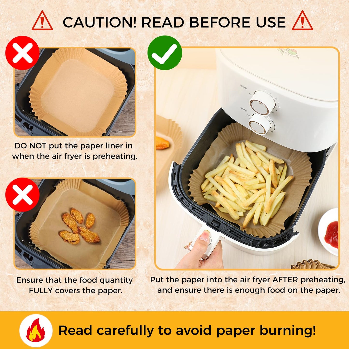 Air Fryer Liners Disposable - 100Pcs 4.7In Square Parchment Paper for Air Fryer, Non-Stick Oilproof Baking Paper Sheets for 1-3 QT Airfryer Basket