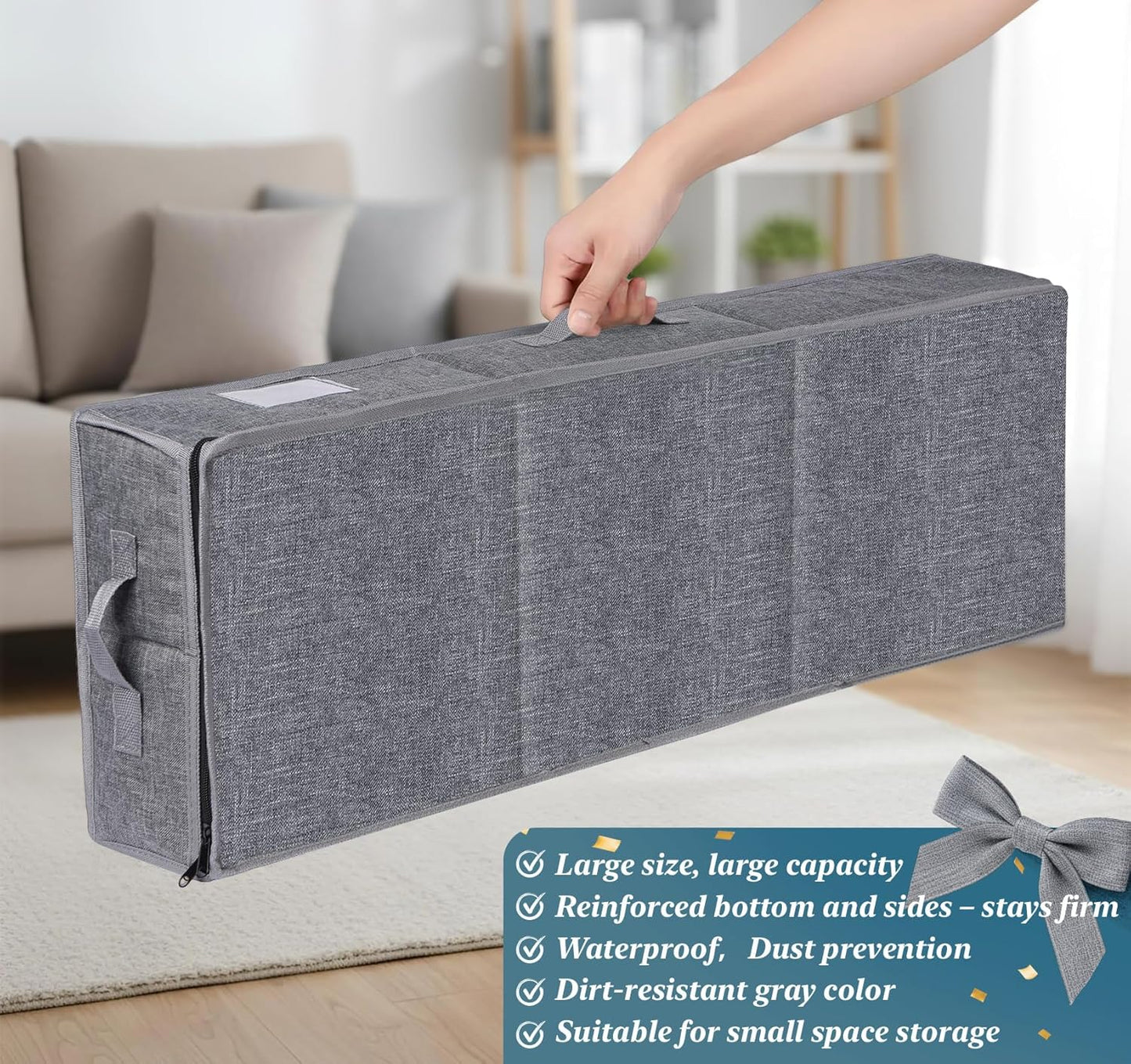 Skiennix Christmas Wrapping Paper Storage - 30 Roll Organizer | Waterproof & Stain-Resistant, Gray