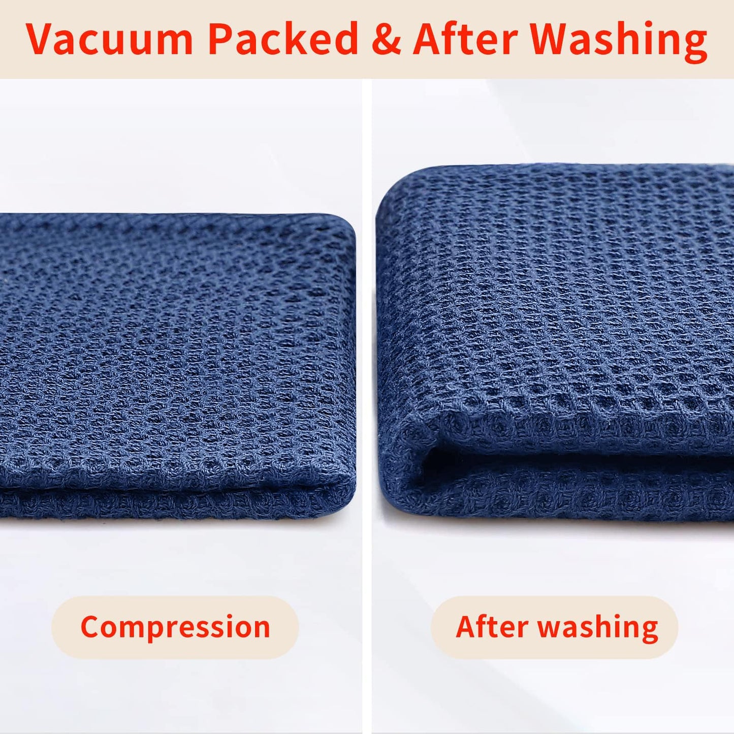 Homaxy 100% Cotton Waffle Weave Kitchen Dish Cloths, Ultra Soft Absorbent Quick Drying Dish Towels, 12 x 12 Inches, 18-Pack, Navy Blue