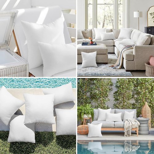 Ashler Outdoor Pillows - Waterproof Hypoallergenic Throw Pillow Inserts | Set of 4, 18 x 18 Inches