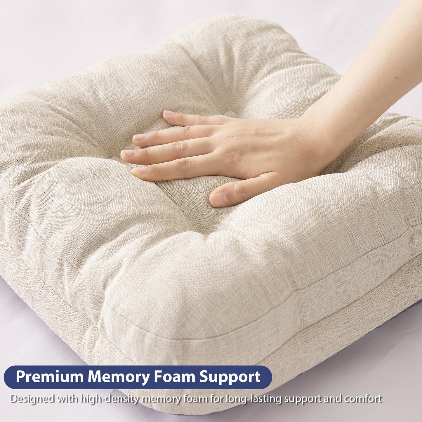 IASEAHK Kitchen Chair Cushions for Dining Chairs, Foam Dining Chair Cushion, Tufted Indoor Chair Pads with Ties & Non Slip Backing, Seat Cushion for Chair 16.5” x 16.5” x 3.5”, Set of 4, Beige