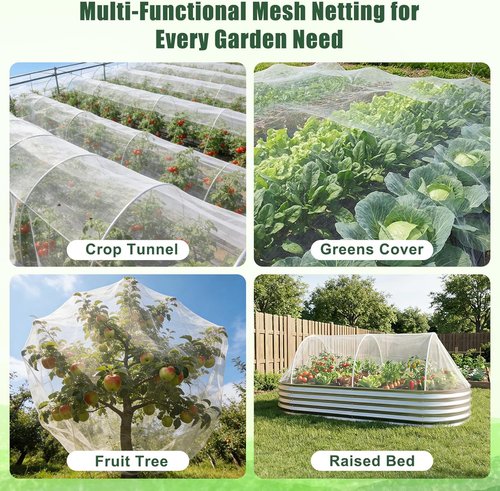 Feed Garden Garden Netting - 8x10FT Ultra-Fine Mesh PE Cover for Vegetables & Fruits Protection