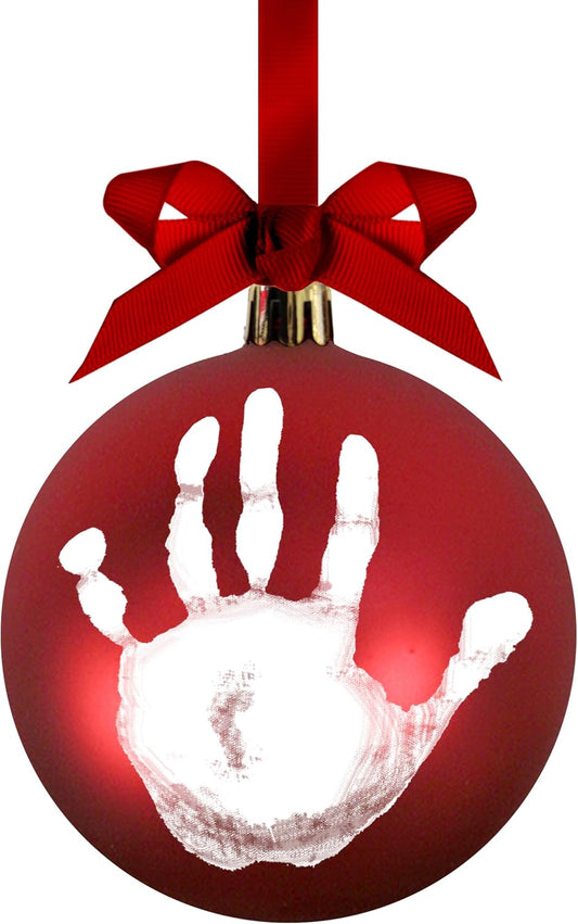 DIY Baby Handprint Ornament - Pearhead Red Holiday Keepsake for Baby's First Christmas