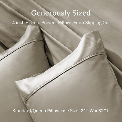 California Design Den Pillowcase Set - 400 Thread Count 100% Cotton Sateen, Soft & Breathable | Queen Size, Taupe - Set of 2