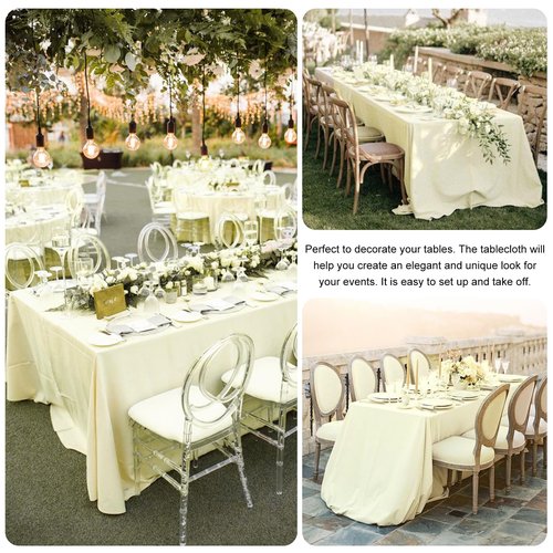 JALANCY 4 Pack Rectangle Tablecloth for 6 Foot Tables Washable Polyester Table Cover for Wedding Dining Table Parties Banquet(60x102 Beige)