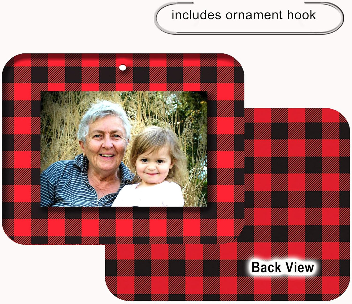 Mini Glitter Photo Christmas Ornaments - Magnetic Easy-Load Frames, Red 6-Pack