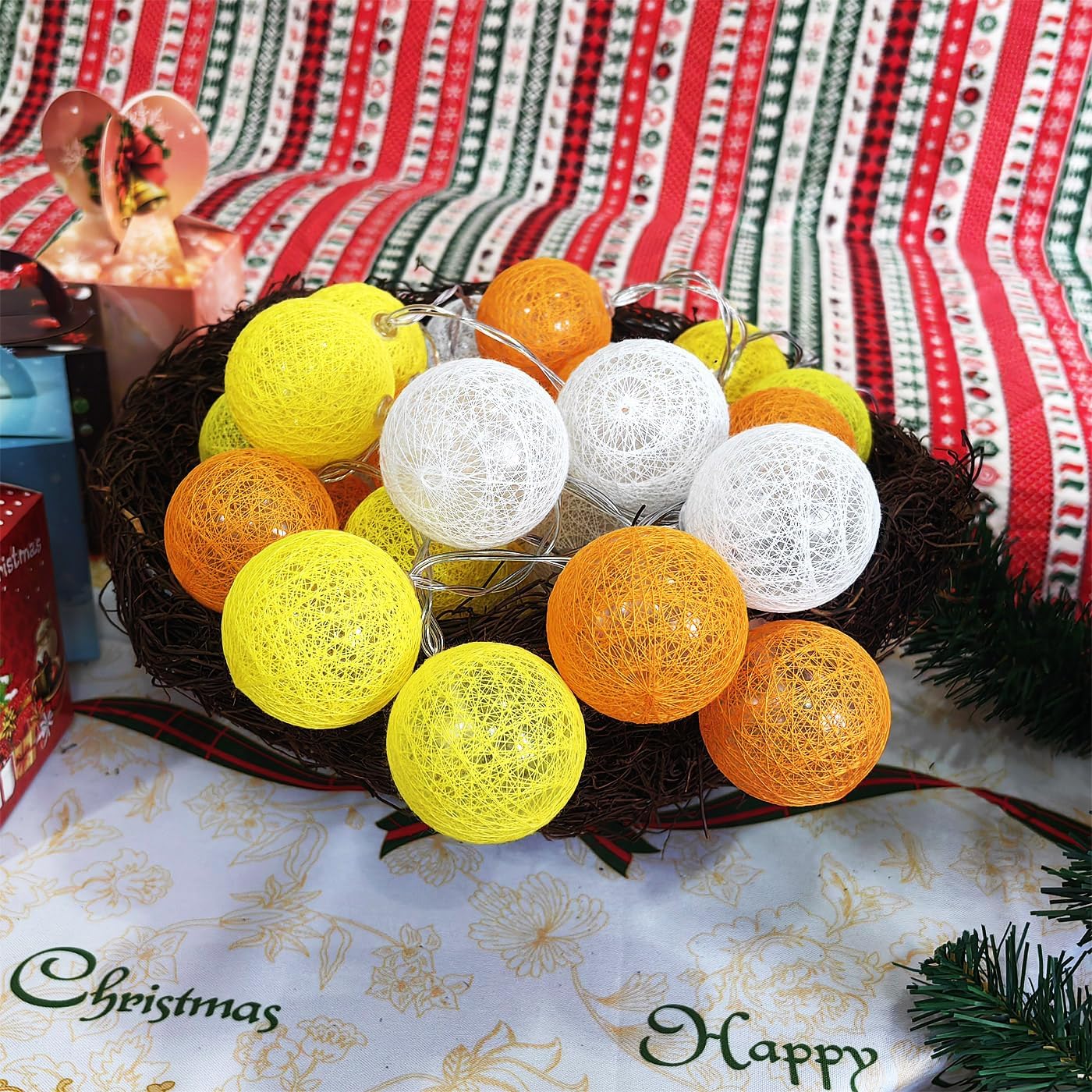 30-Count Battery Operated LED Fairy Lights - 10ft Yellow, Orange & White String Lights for Garden Decor
