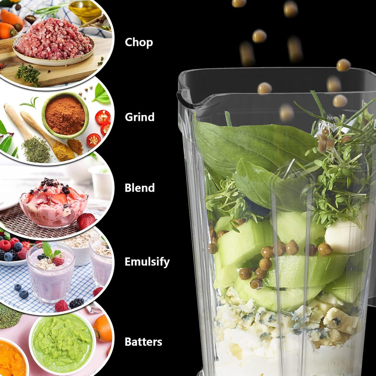 OMMO Blender 1800W - Professional High-Speed Countertop Blender with 60oz BPA-Free Jug for Smoothies & Ice