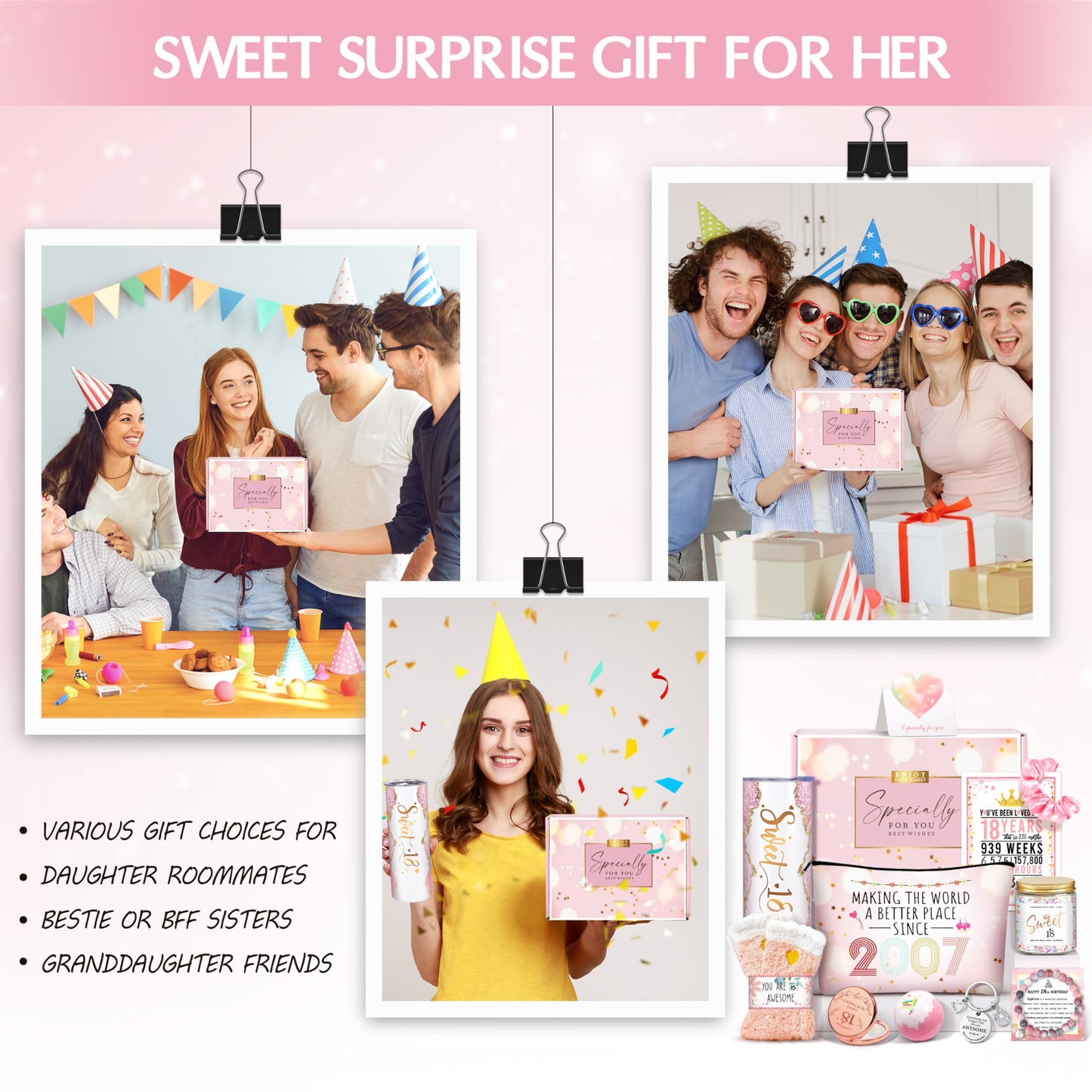 18th Birthday Gifts for Girls, 18th Birthday Gifts For Girls, 18th Birthday Decorations for Girls, 18th Best Friend First Birthday Gifts For Teen Girls, Sweet 18 Birthday Gift Ideas for Her, Daughter