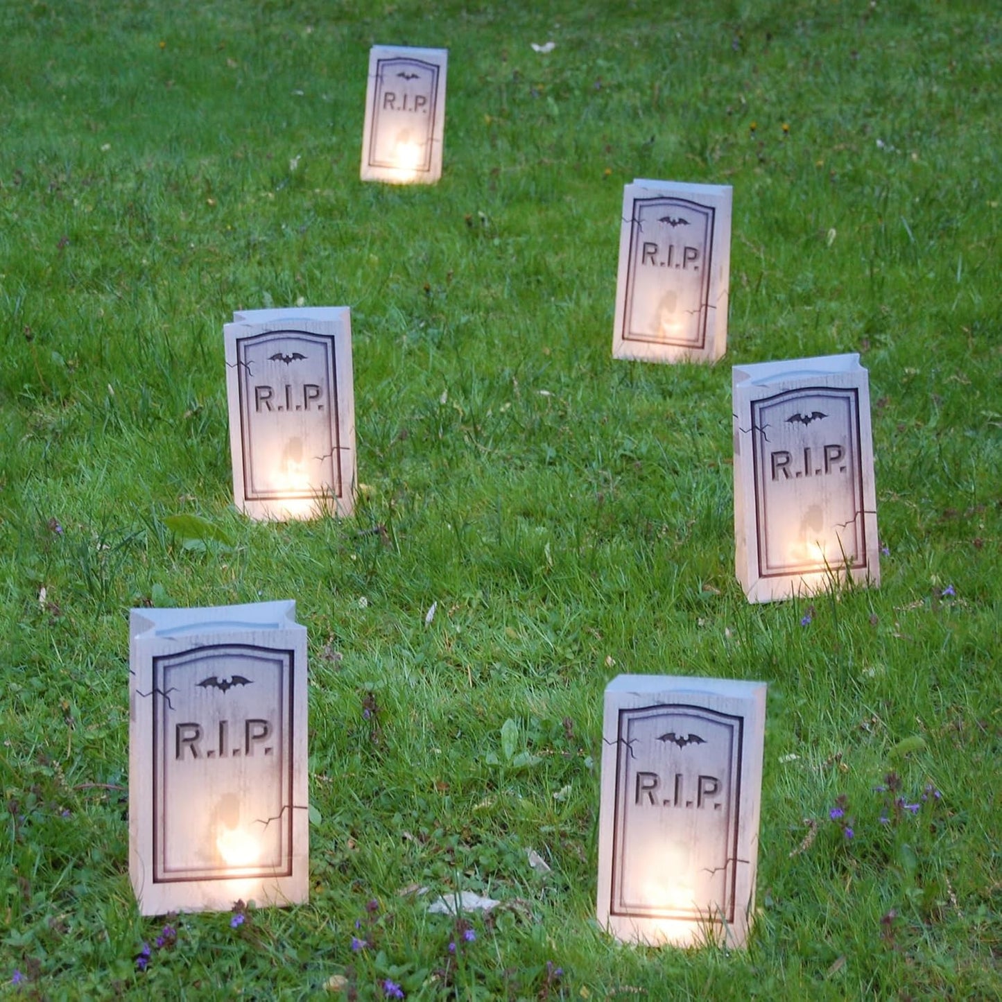 Set of 12 LumaBase Plastic Luminaria Bags for Tombstones - Durable & Weatherproof