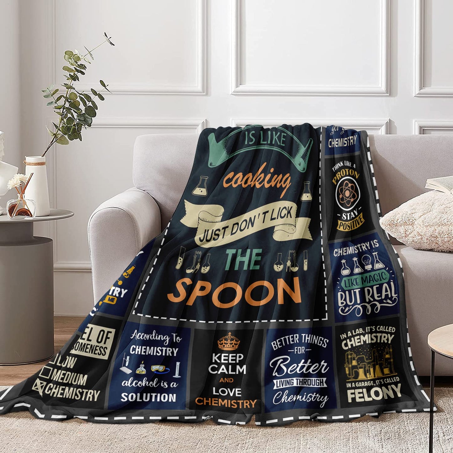Basiole Chemistry Gifts Blanket, Chemistry Teacher Gifts, Gifts for Chemistry Lovers, Chemistry Gifts for Adults/Students, Science Teacher Gifts, Chemist Birthday Gift Blankets 60"X50"