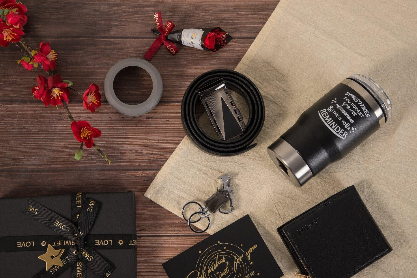 Birthday Gifts for Men Who Have Everything, Premium Gift Baskets for Men, Birthday Gift Basket for Him, Ideal Gifts for Dad, Boyfriend, Husband, Brother, Manual, Black