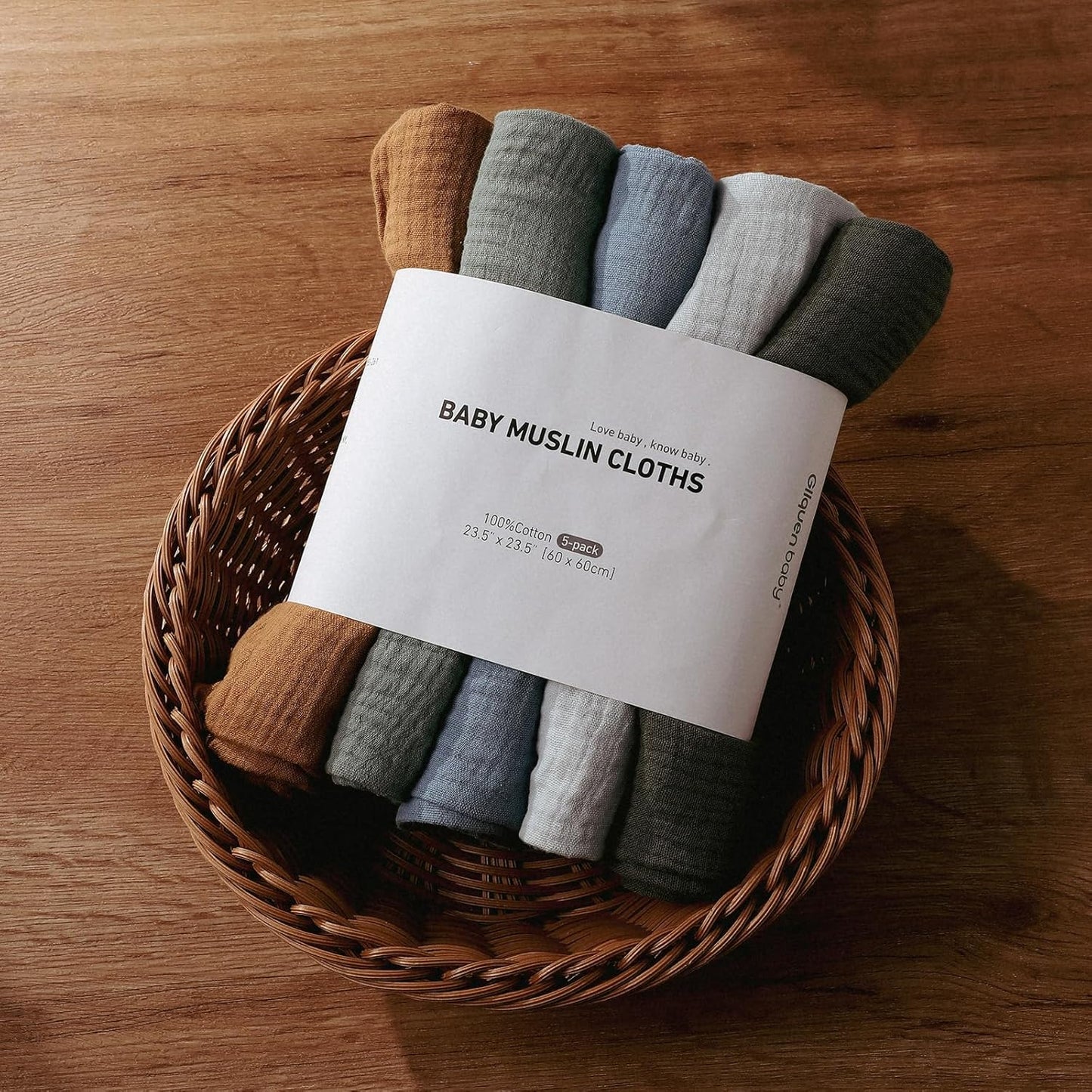 Skiennix Muslin Receiving Blankets - Neutral Swaddling Wraps for Newborns | 5 Pack, Breathable & Skin-Friendly