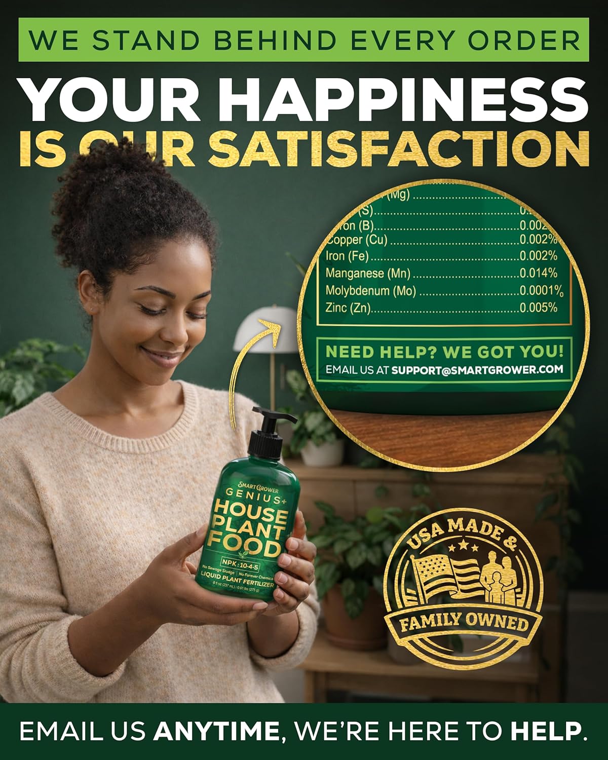 Smart Grower Genius+ Plant Food - Instant Indoor Fertilizer for Healthier Plants | 8oz Makes 96 Gallons