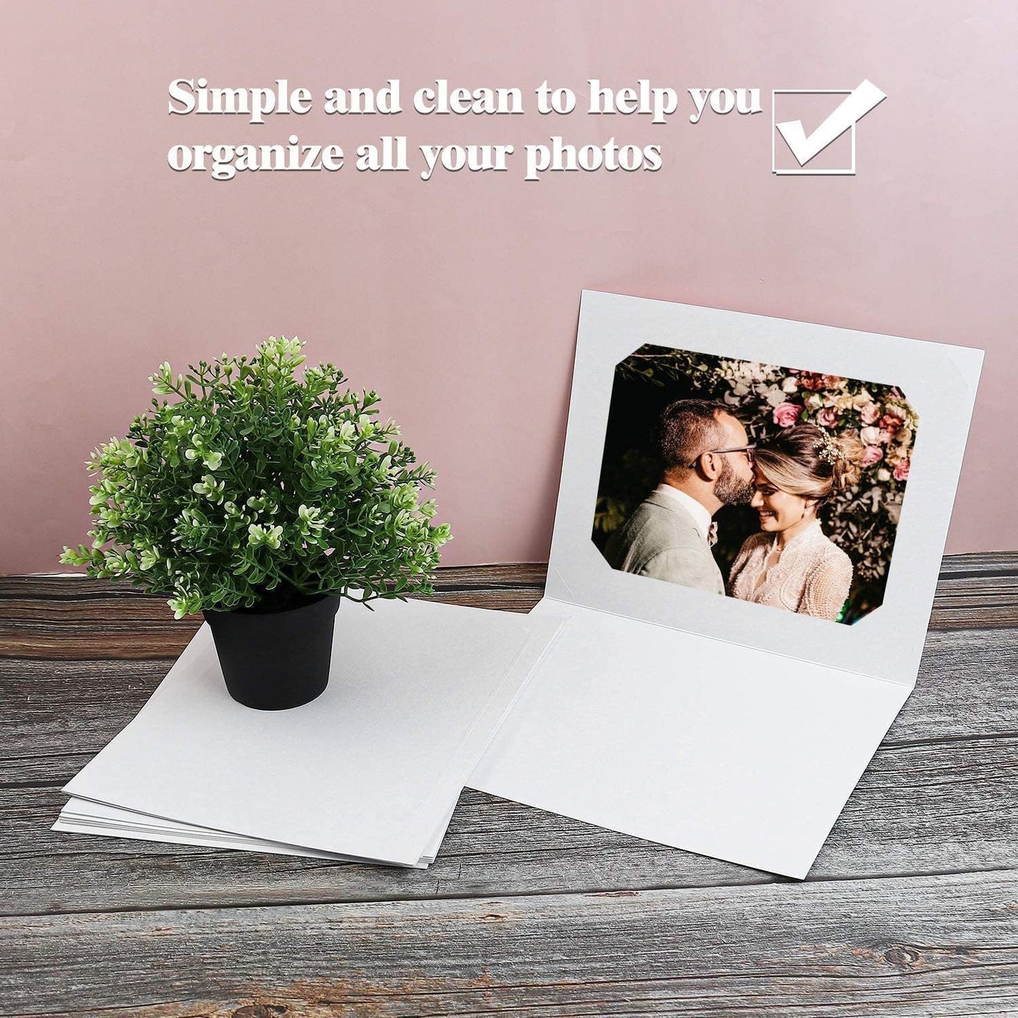 Golden State Art, Pack of 100, 6x8 or 8x10 Photo Folders, Cardboard Picture Frame, Paper Frame Cards, Greetings/Invitation Special Events: Graduation, Christmas, Wedding(Ivory)