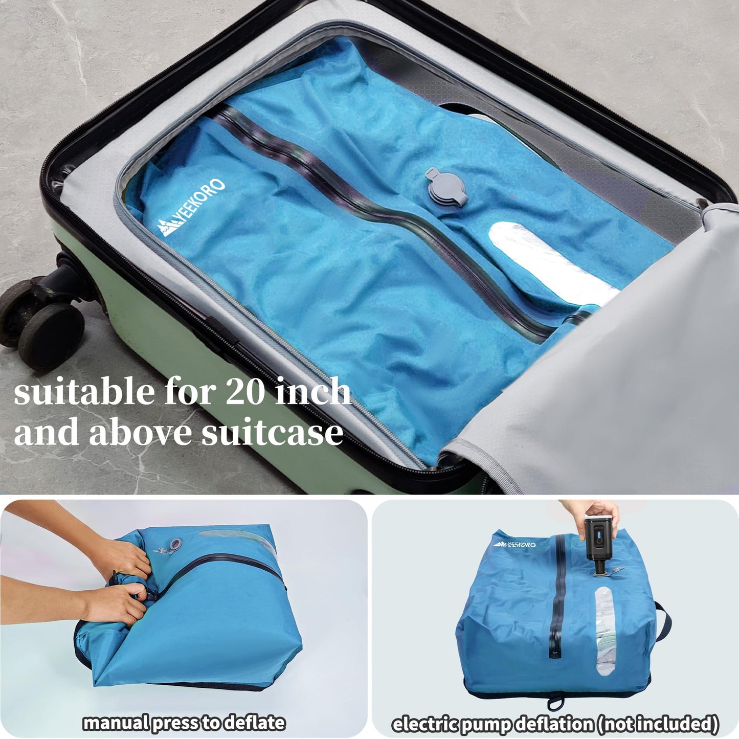 YEEKORO Vacuum Bags for Travel, Professional IP67 Reusable Vacuum Compression Bags for Travel Suitcases and Backpack, Durable Space Saver Bag (2 PACK, No Pump)