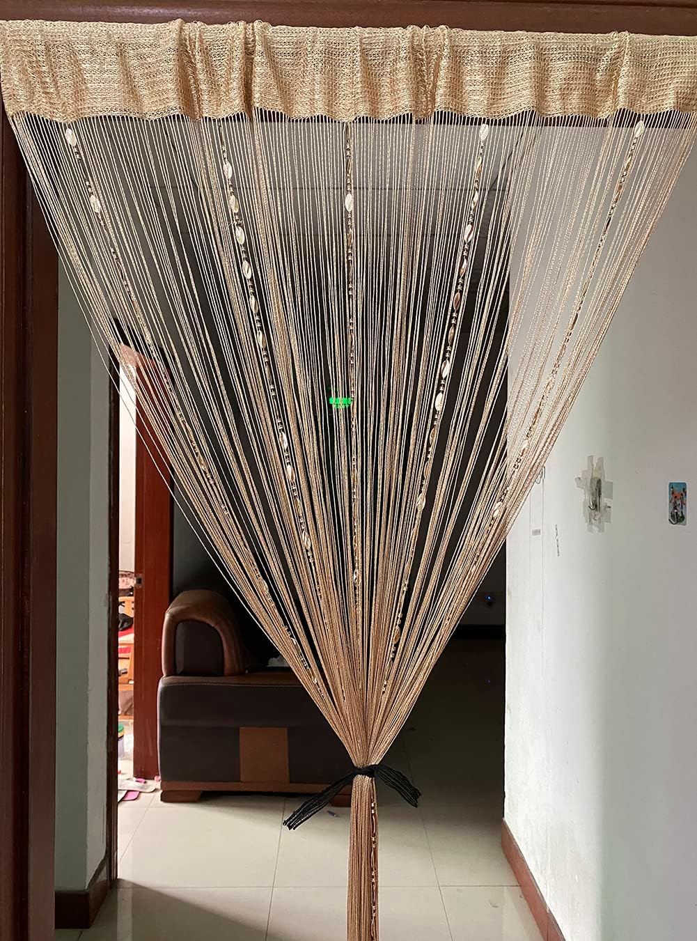 Button Beaded Door Curtain - Champagne Tassel Room Divider (39.3" x 78.5")