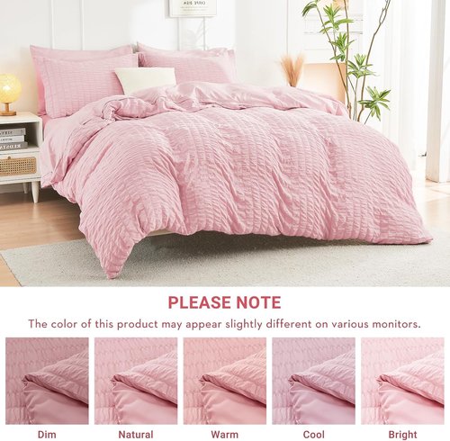 HYMOKEGE Pink Queen Comforter Set - Luxurious 7-Piece All-Season Bedding Set with Sheets & Pillowcases