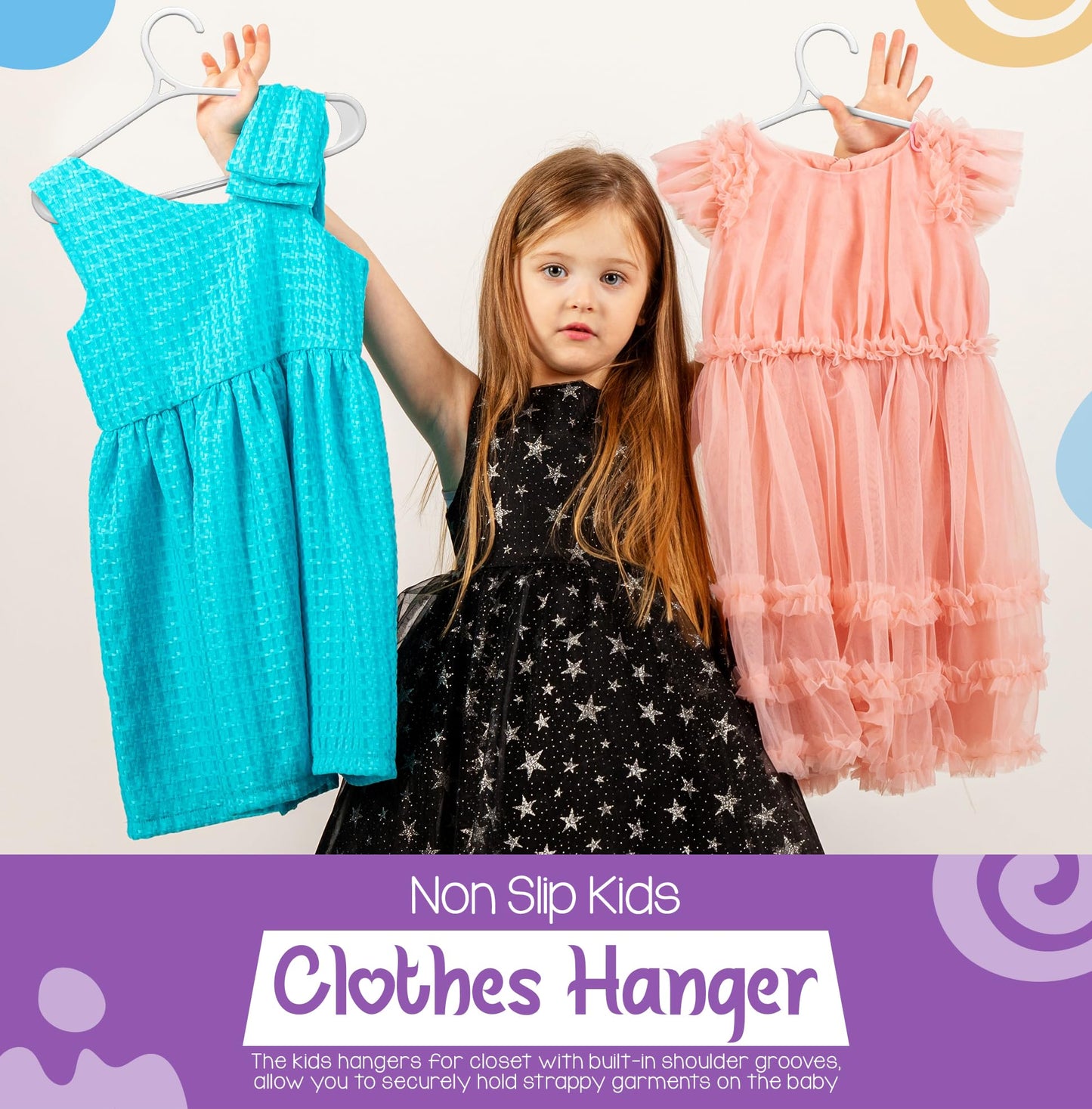 Utopia Home Kids Hangers 60 Pack - 11 Inch Plastic Baby Hangers for Closet - Childrens Hanger for Clothes & Infant Hanger for Closet - Non-Slip Shoulder Grooves, Strap Hooks & Pants Bar (White)