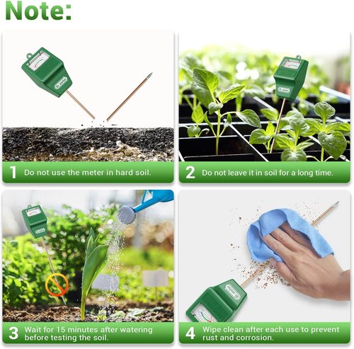 Dr.meter Soil Moisture Meter - Long Probe Hygrometer for Indoor/Outdoor Plants | No Battery Needed