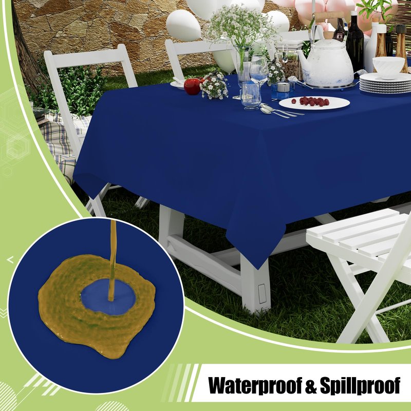 Smiry Disposable Table Cloth 3 Pack, 54 x 108 Inch Waterproof Plastic Tablecloth, Decorative Rectangle Table Covers for Party, Birthday, Picnic, Navy
