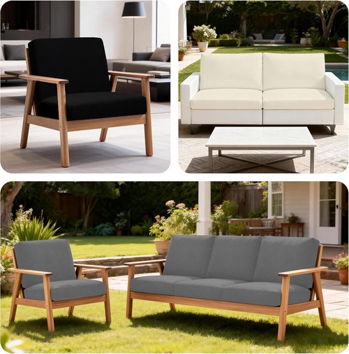 BIETYONE Patio Cushion Covers - 4Pcs Stretch Slipcovers for Outdoor Sofa - Washable & Reusable Protectors