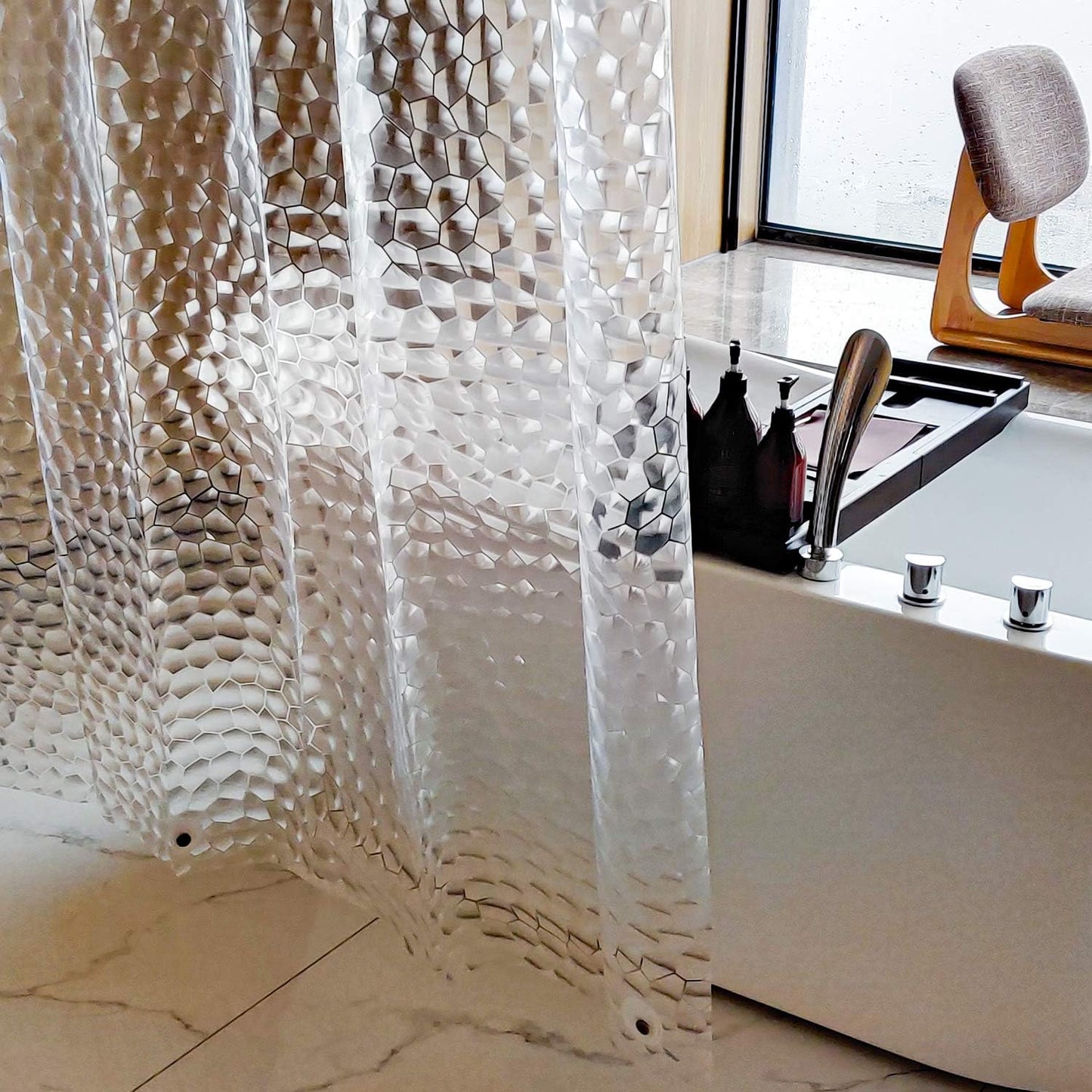 NTBAY Clear Shower Curtain - Water-Repellent EVA with 3 Magnets | 72x72 Inches for Bathroom