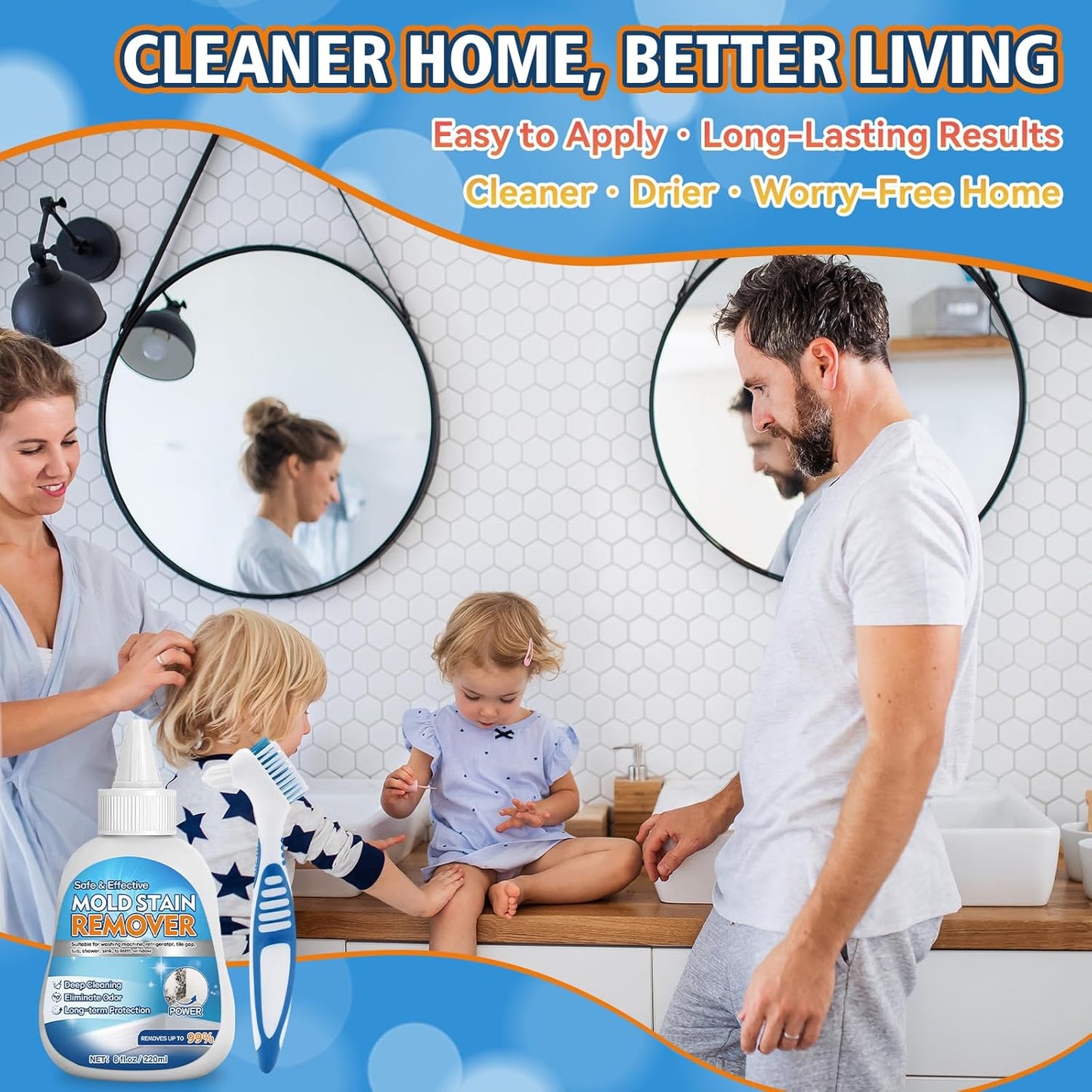 Skiennix Home Mold Stain Remover Gel - No Scrub Cleaner for Washing Machine & Bathroom Tile Grout