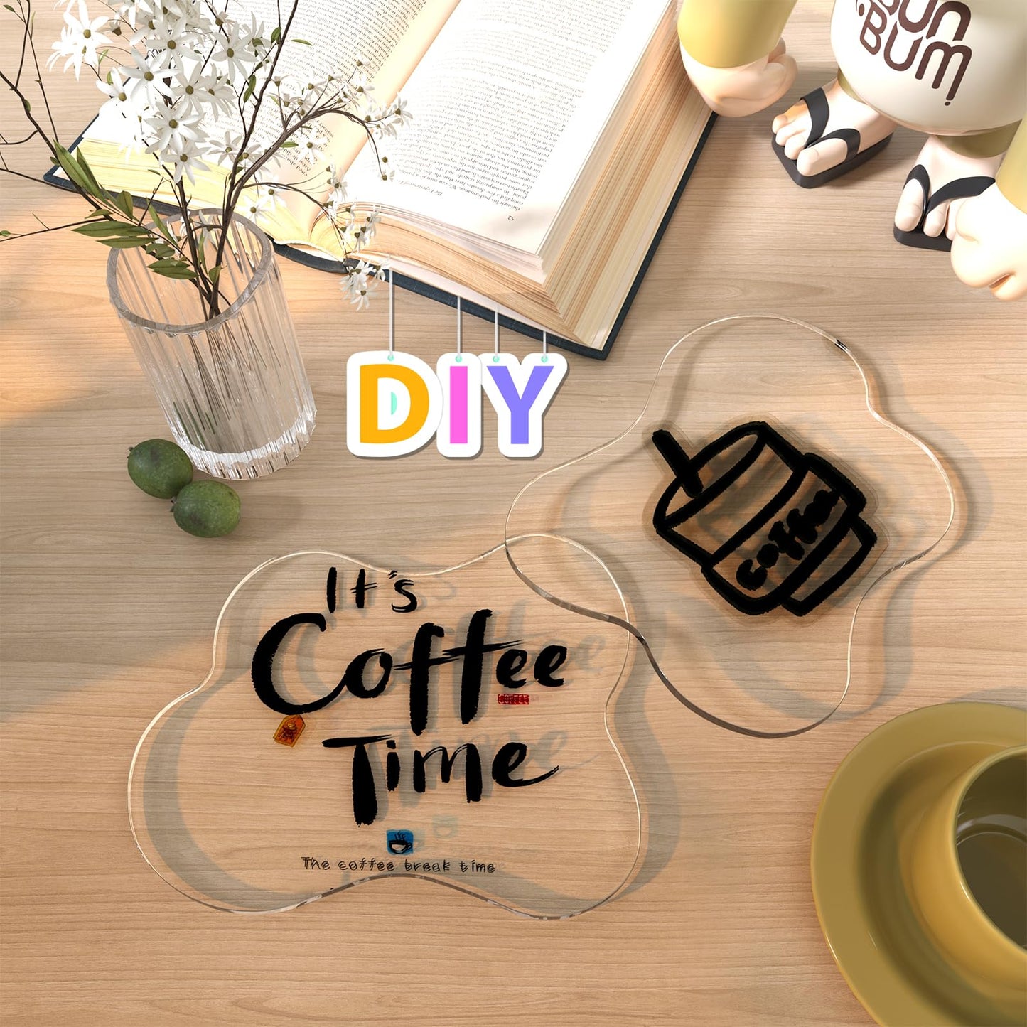 2 PCS Acrylic Coasters, Cute Drink Coaster for Coffee Table, Desktop Heat-Resistant Coaster, Clear Coaster for Home Office Desk, Accessory for Desktop Protection, Cloud-Shaped
