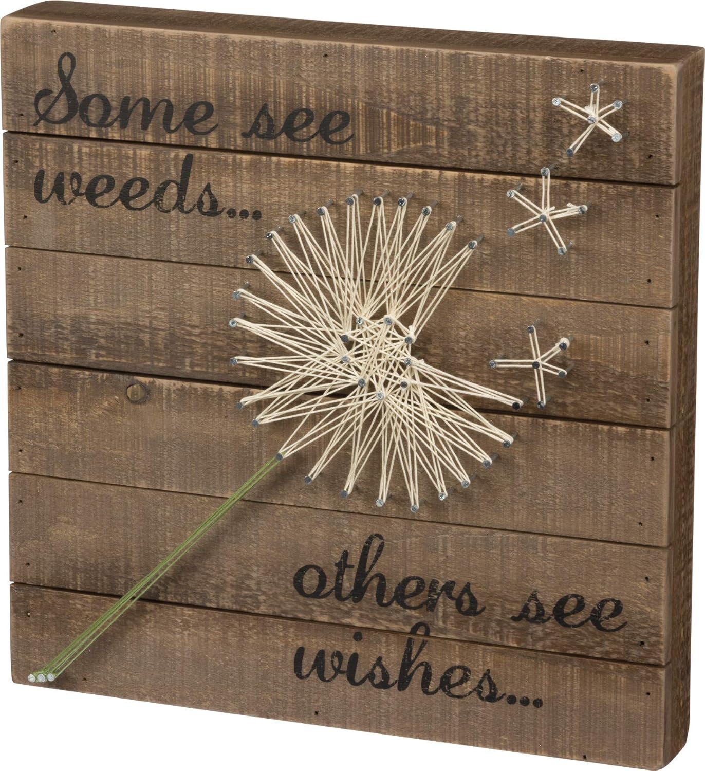 Family Tied Together Distressed Wood Sign - Hand-Strung Heart Wall Art & Desk Decor