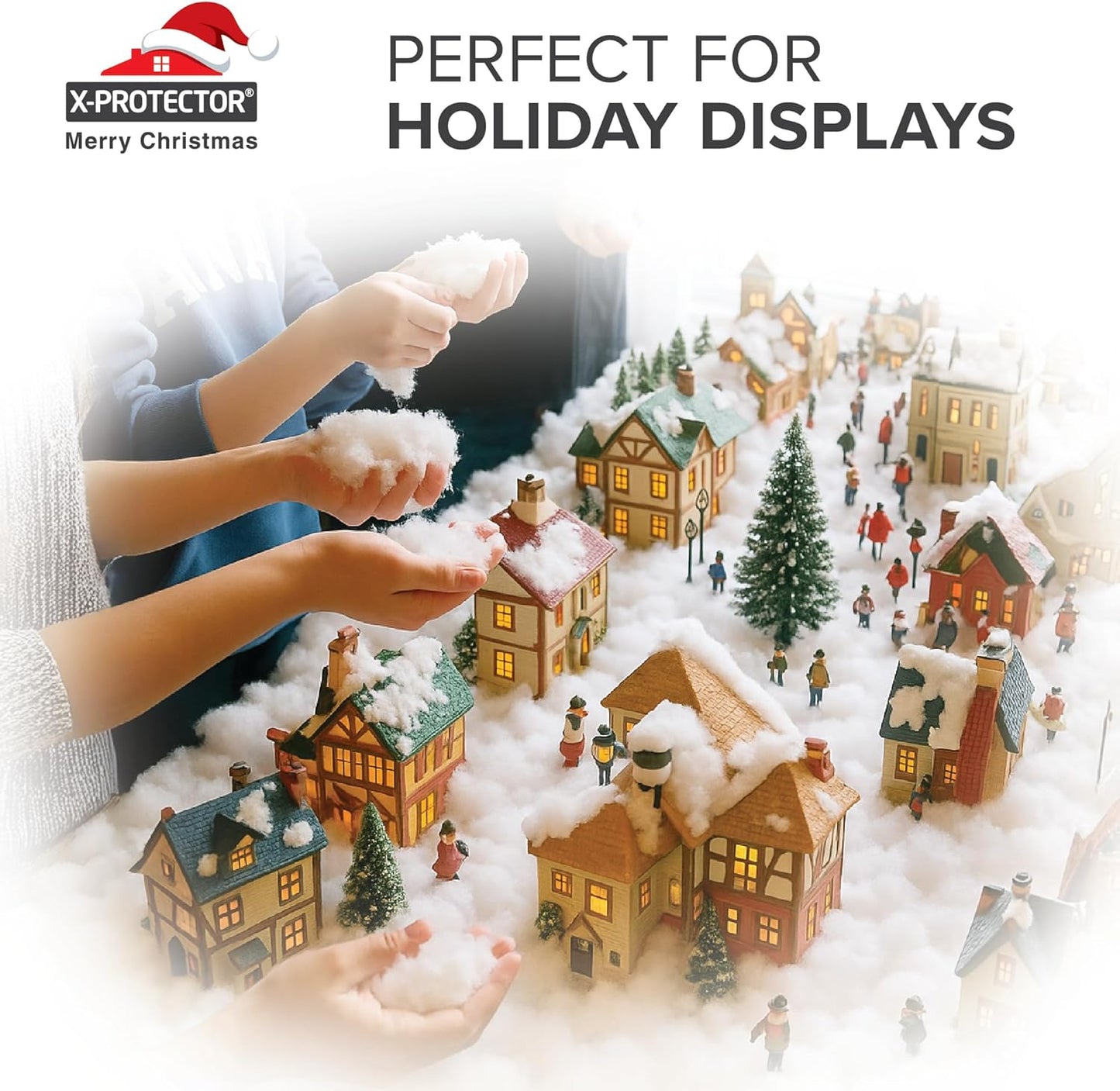 X-Protector Snow Blanket - Large 98.5"x31.5" Artificial Christmas Village Snow Sheet | Faux Snow Table Runner for Holiday Decor