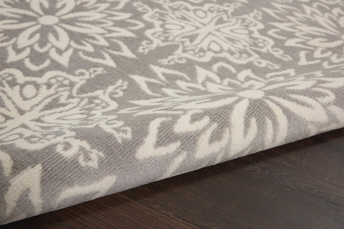 Nourison Jubilant Transitional Ivory/Grey 5'3'' x 7'3'' Area-Rug, Easy-Cleaning, Non Shedding, Bed Room, Living Room, Dining Room, Kitchen (5x7)