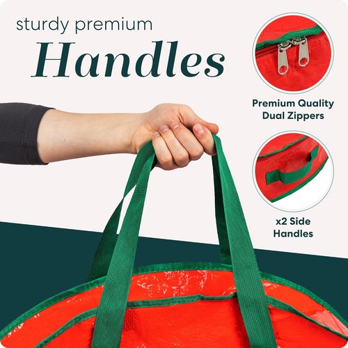 Handy Laundry Christmas Wreath Storage Bag - 2-Pack Durable Tarp with Zipper & Sturdy Handle | 30" Dust & Pest Protection
