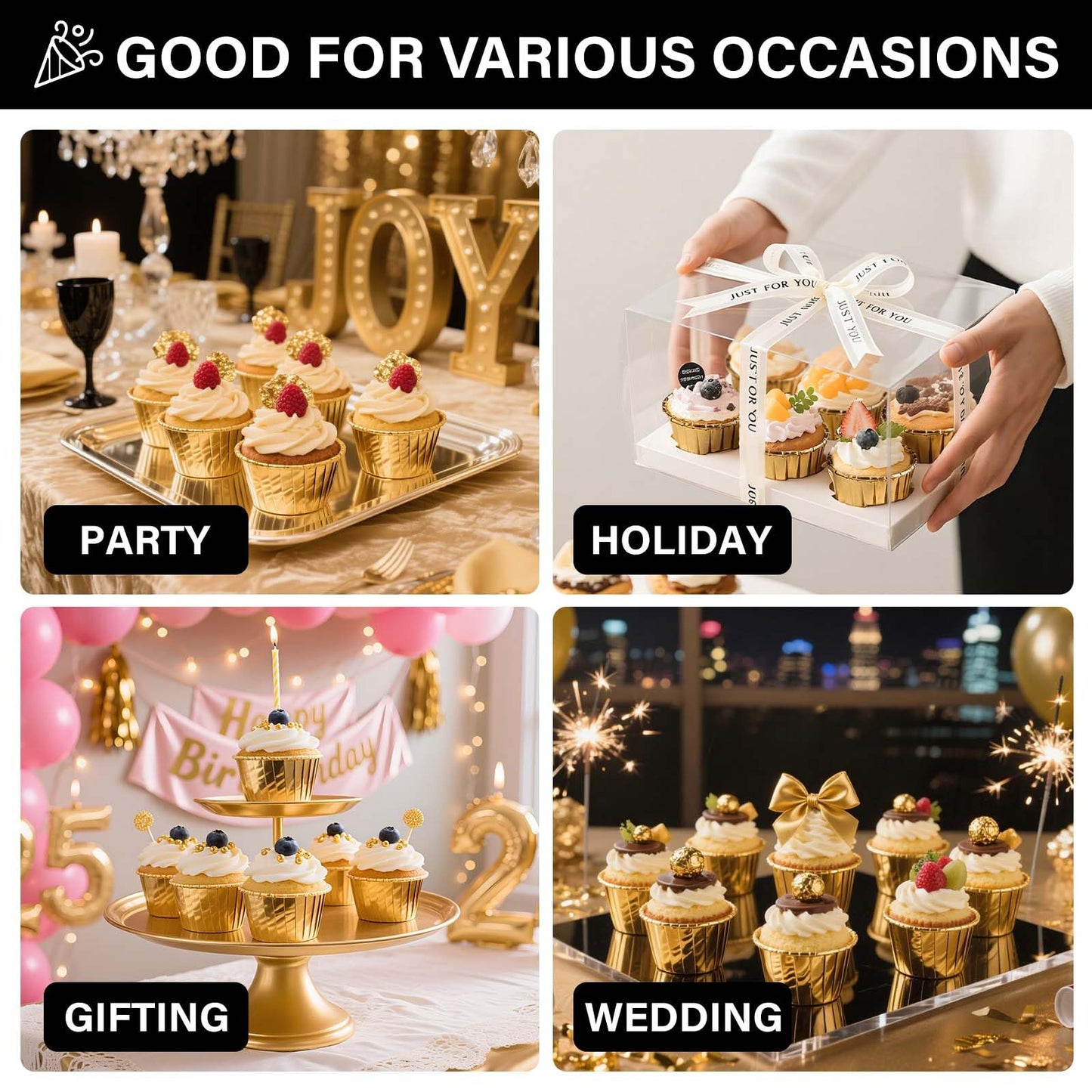 EUSOAR Gold Cupcake Cups, 3.5 Oz 50pcs Disposable Foil Muffin Liners, Gold Cupcake Baking Cups, Ramekin Aluminum Cupcake Tip Pan Ramekin Holders, Little Baking Cups