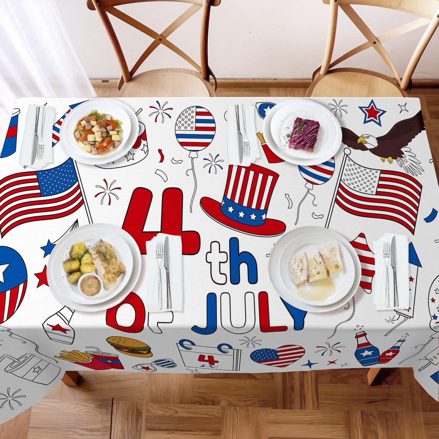 Childom 1 Pack Fourth of July Coloring Tablecloth for Kids,4th of July Crafts for Kids 30"x72" Giant Coloring Poster Table Cloth,Large Paper Poster Crafts Party Activities,4th of July Paper Tablecloth