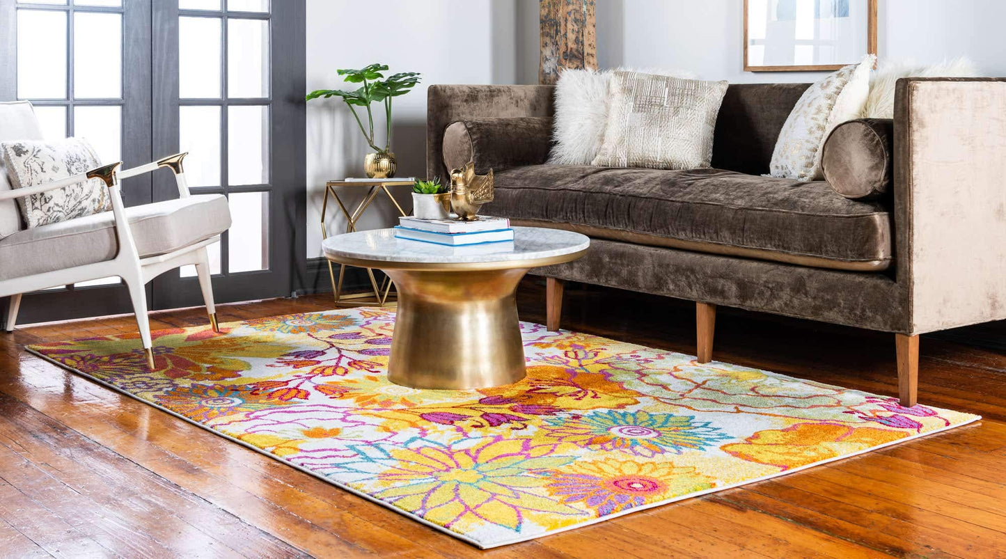 Unique Loom Lyon Collection Area Rug - Kennedy (4' x 6' Rectangle, Ivory/ Green)